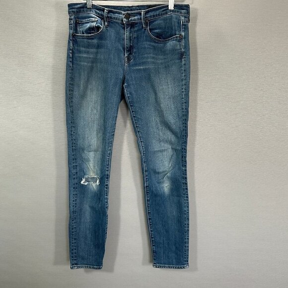 Vince Jeans Womens 28  Cotton Stretch Tapered Leg Distressed Holes - Picture 1 of 13